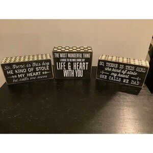 Heart Love Sayings Girl Boy Love Wooden Signs Set of 3